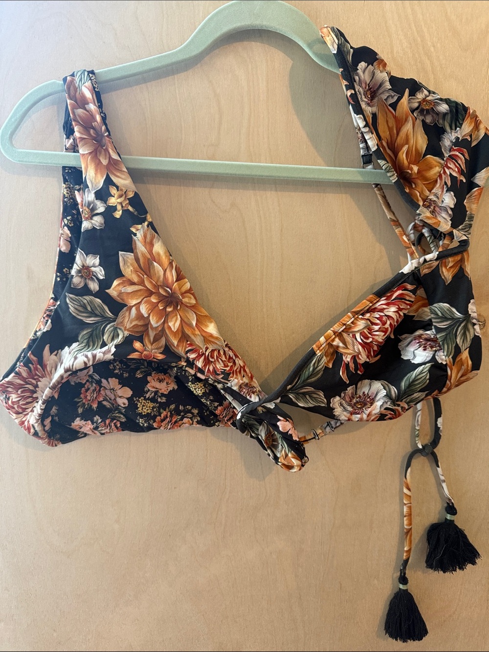 Maaji Black Floral Swim Coverup with Gold and Cream Blooms - Picture 3 of 3